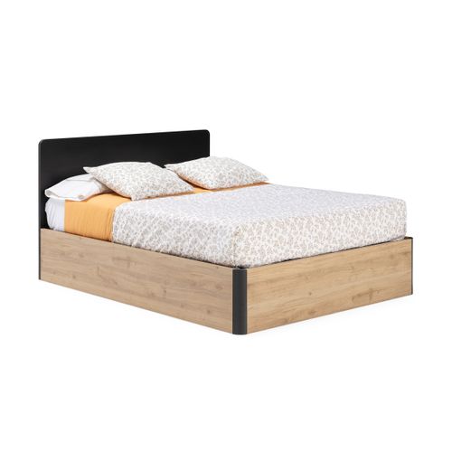 Lit coffre 160x200 cm BROOKLYN imitation chêne/noir