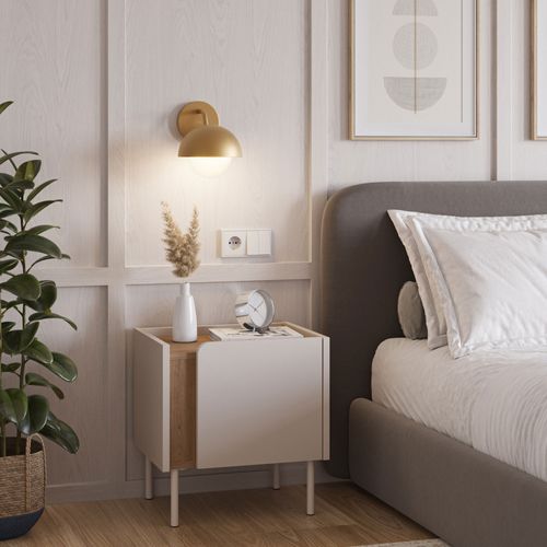 Table De Chevet 1 Porte En Bois Et Métal