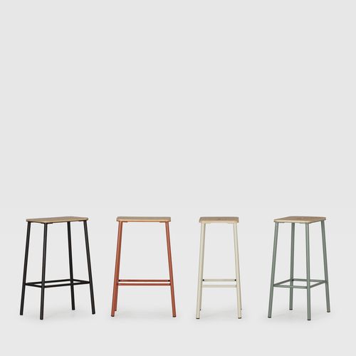 Lot De 2 Tabourets De Bar En Bois Et Métal H65cm