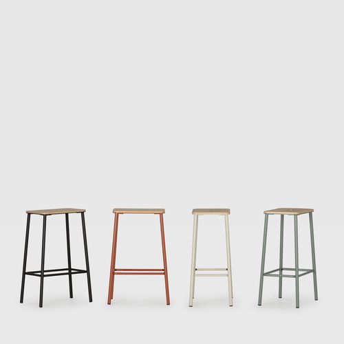 Lot De 2 Tabourets De Bar En Bois Et Métal H65cm