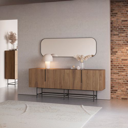 Buffet 200cm 4P ELDIA imitation chêne