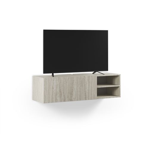 Meuble TV 140cm suspendu CHARLES effet travertin