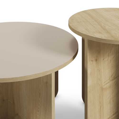 Lot de 2 tables basses HILLARY imitation chêne