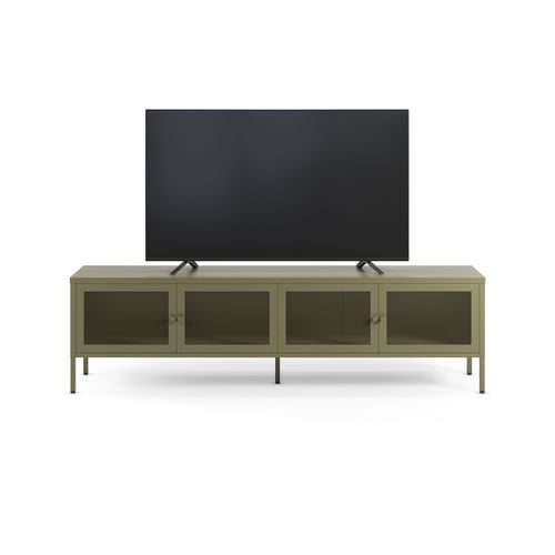 Meuble TV En Métal Vert Kaki 4 Portes, 160 Cm - Latem