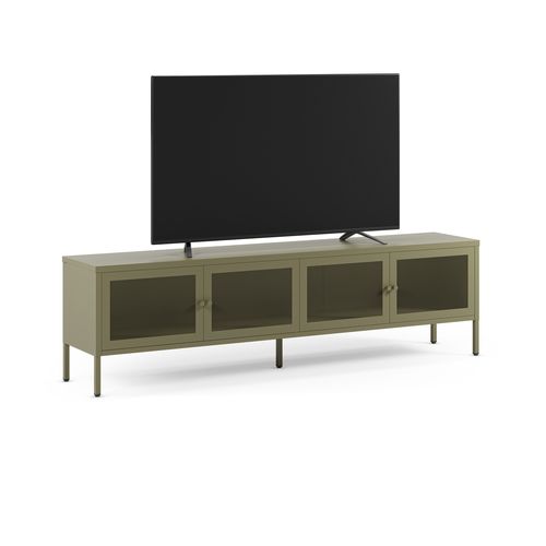 Meuble TV En Métal Vert Kaki 4 Portes, 160 Cm - Latem