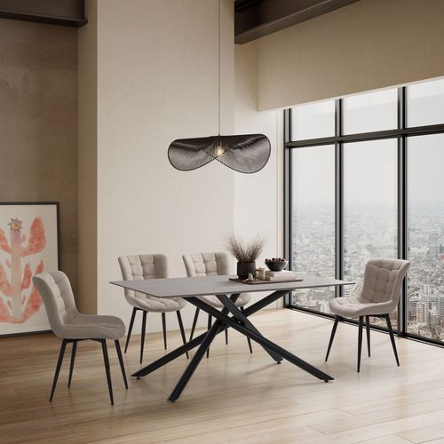 Table à manger SAKI L.160 cm effet travertin