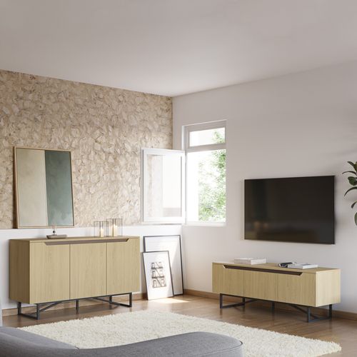 Meuble TV L.140cm JILL imitation chêne