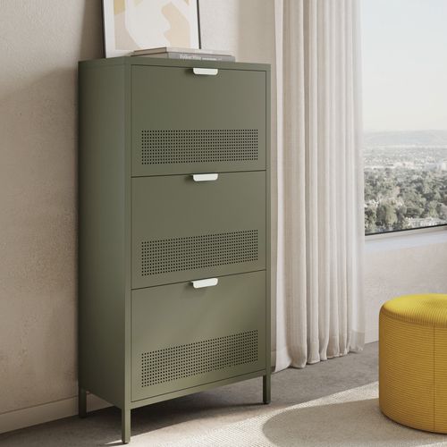 Meuble à Chaussures 3 Portes En Métal H120cm