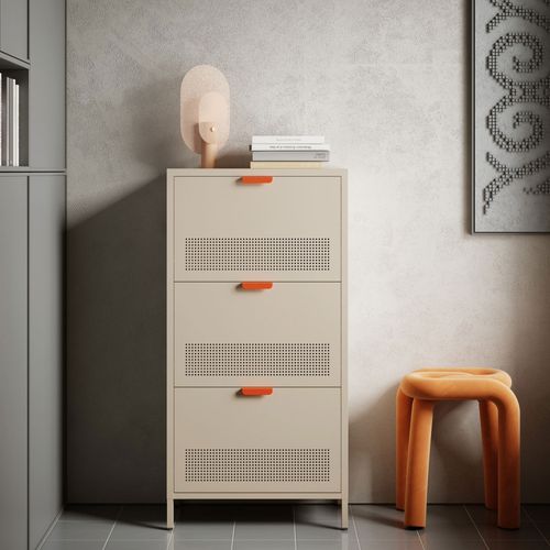 Meuble à Chaussures 3 Portes En Métal H120cm