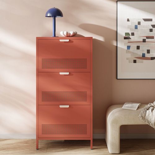 Meuble à Chaussures 3 Portes En Métal H120cm