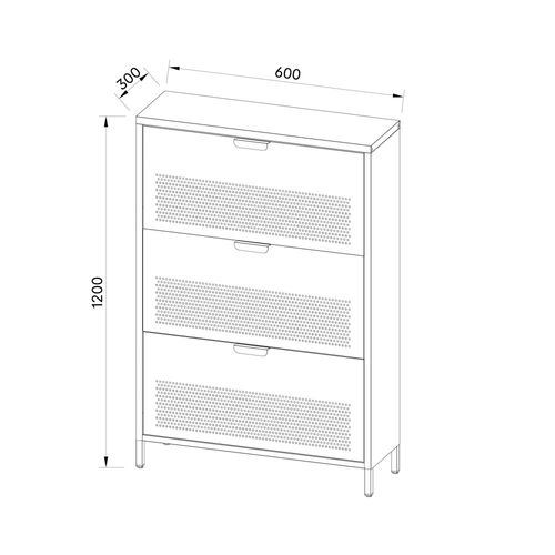 Meuble à Chaussures 3 Portes En Métal H120cm