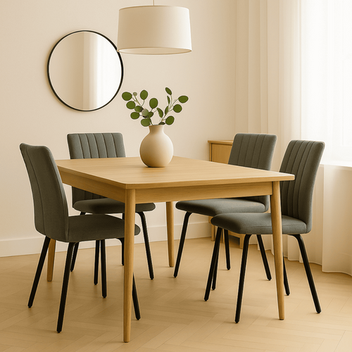 Lot De 4 Chaises En Tissu Avec Pieds En Métal Noir L47,5 Cm