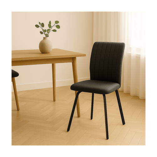 Lot De 4 Chaises En Tissu Avec Pieds En Métal Noir L47,5 Cm