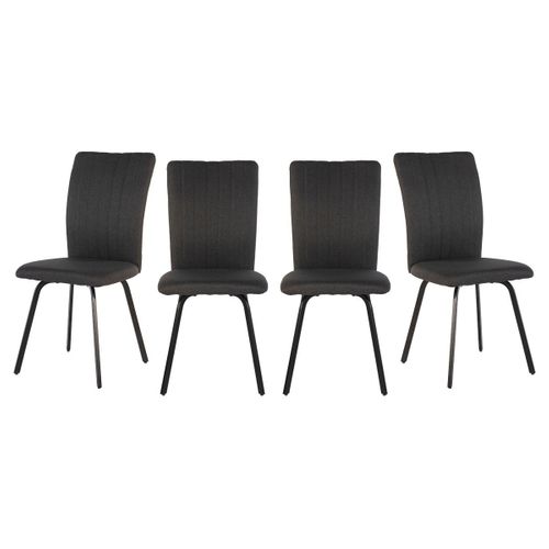 Lot De 4 Chaises En Tissu Avec Pieds En Métal Noir L47,5 Cm