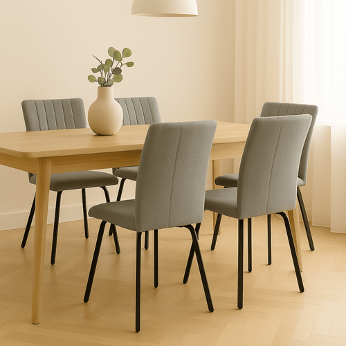 Lot De 4 Chaises En Tissu Avec Pieds En Métal Noir L47,5 Cm