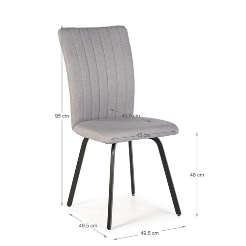 Lot De 4 Chaises En Tissu Avec Pieds En Métal Noir L47,5 Cm