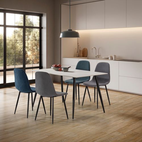 Ensemble table + 4 chaises MINKA bleu et gris
