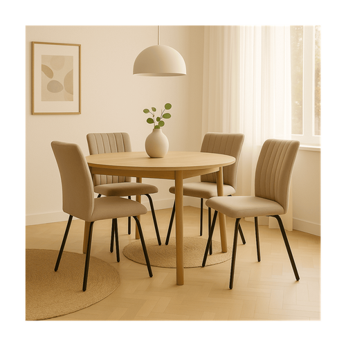 Lot De 4 Chaises En Tissu Avec Pieds En Métal Noir L47,5 Cm