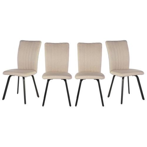 Lot De 4 Chaises En Tissu Avec Pieds En Métal Noir L47,5 Cm