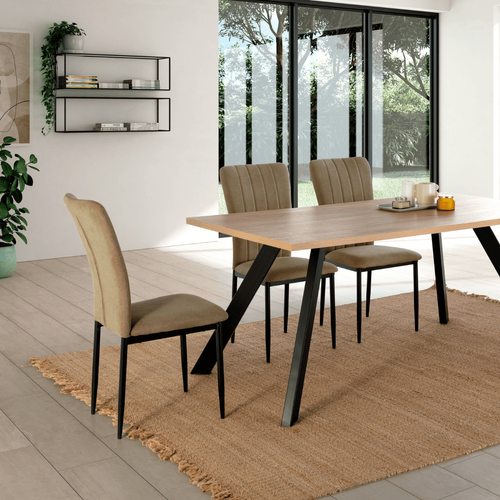 Lot De 4 Chaises En Tissu Avec Pieds En Métal L43 Cm