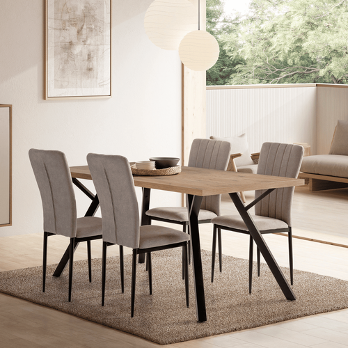 Lot De 4 Chaises En Tissu Avec Pieds En Métal L43 Cm