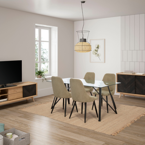 Lot De 4 Chaises En Tissu Avec Pieds En Métal Noir L50 Cm