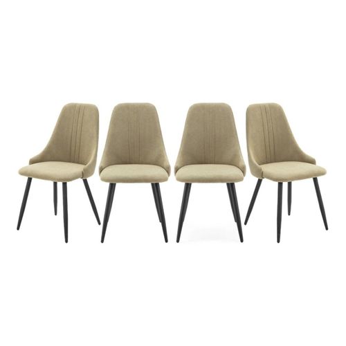 Lot De 4 Chaises En Tissu Avec Pieds En Métal Noir L50 Cm