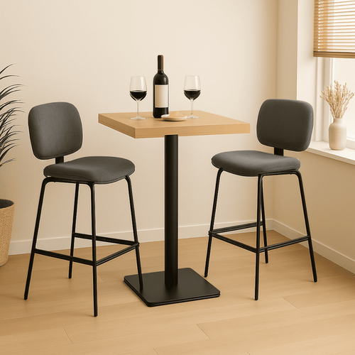 Lot De 2 Tabourets En Velours Côtelé Avec Pieds En Métal Noir H65 Cm