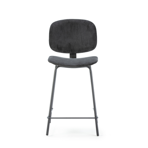 Lot De 2 Tabourets En Velours Côtelé Avec Pieds En Métal Noir H65 Cm