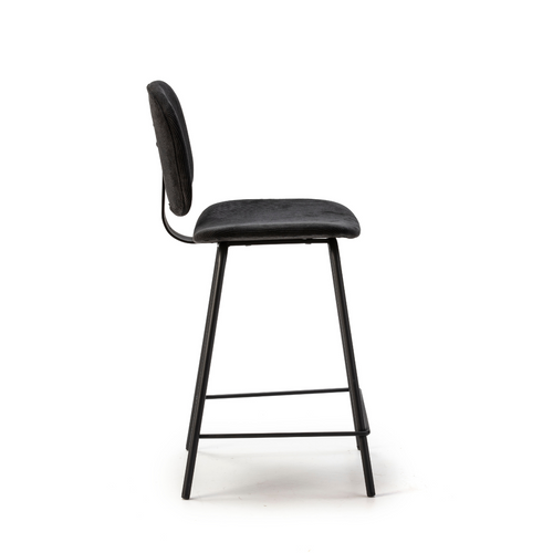 Lot De 2 Tabourets En Velours Côtelé Avec Pieds En Métal Noir H65 Cm
