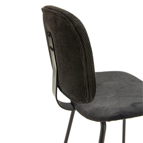 Lot De 2 Tabourets En Velours Côtelé Avec Pieds En Métal Noir H65 Cm