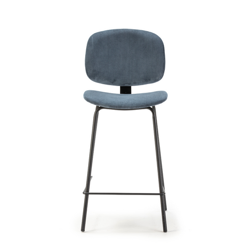 Lot De 2 Tabourets En Velours Côtelé Avec Pieds En Métal Noir H65 Cm