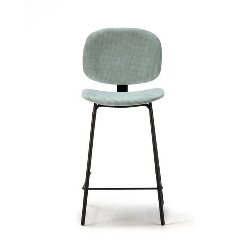 Lot De 2 Tabourets En Velours Côtelé Avec Pieds En Métal Noir H65 Cm