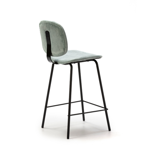 Lot De 2 Tabourets En Velours Côtelé Avec Pieds En Métal Noir H65 Cm