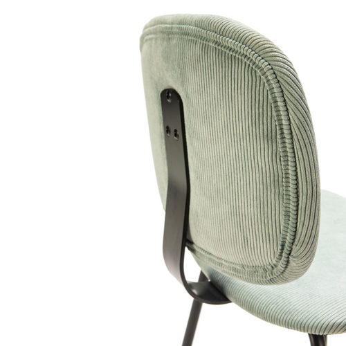 Lot De 2 Tabourets En Velours Côtelé Avec Pieds En Métal Noir H65 Cm