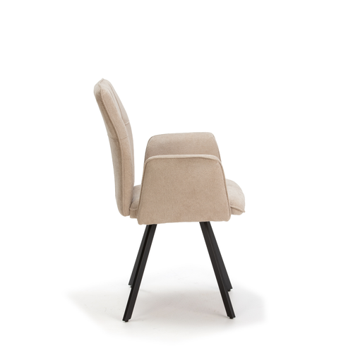 Lot De 2 Fauteuils En Tissu Avec Pieds En Métal Noir L62 Cm