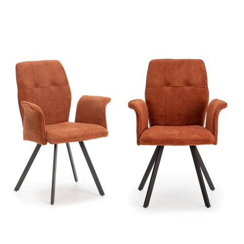 Lot De 2 Fauteuils En Tissu Avec Pieds En Métal Noir L62 Cm