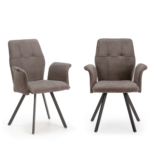 Lot De 2 Fauteuils En Tissu Avec Pieds En Métal Noir L62 Cm