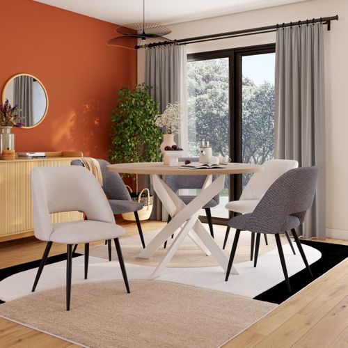 Table de séjour ronde THER imitation chêne clair