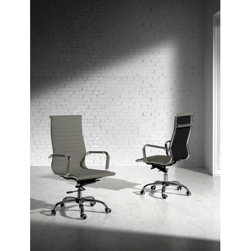 Chaise De Bureau En Simili-cuir Gris, Avec Soutien Haut, Modèle Executive