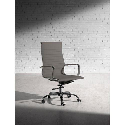 Chaise De Bureau En Simili-cuir Gris, Avec Soutien Haut, Modèle Executive