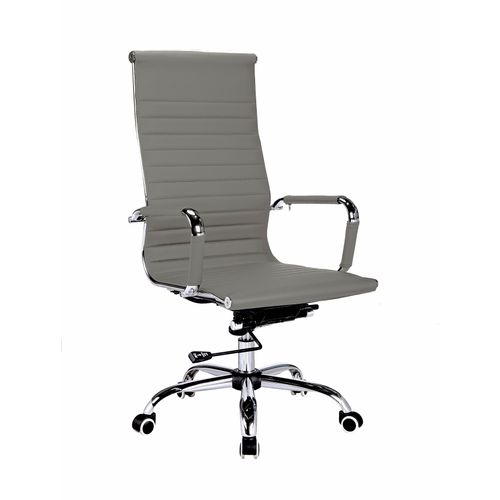 Chaise De Bureau En Simili-cuir Gris, Avec Soutien Haut, Modèle Executive