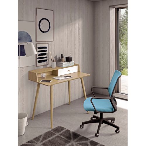 Fauteuil De Bureau à Roulettes En Couleur Bleu Et Noir, Modèle Sophie