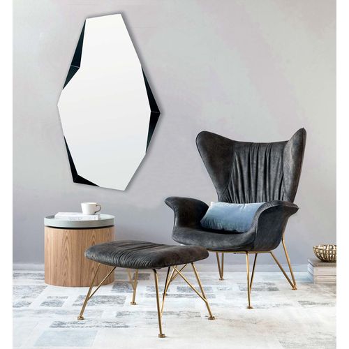 Miroir Mural Asymétrique, 120x67, Avec Des Formes Géométriques Dans Le Cadre
