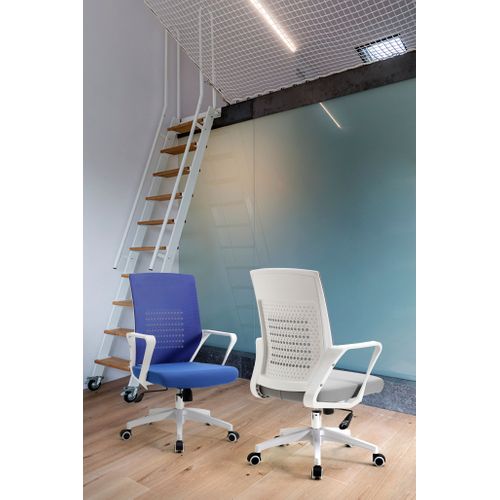 Fauteuil De Bureau à Roulettes En Tissu En Couleur Bleu, Modèle Luca