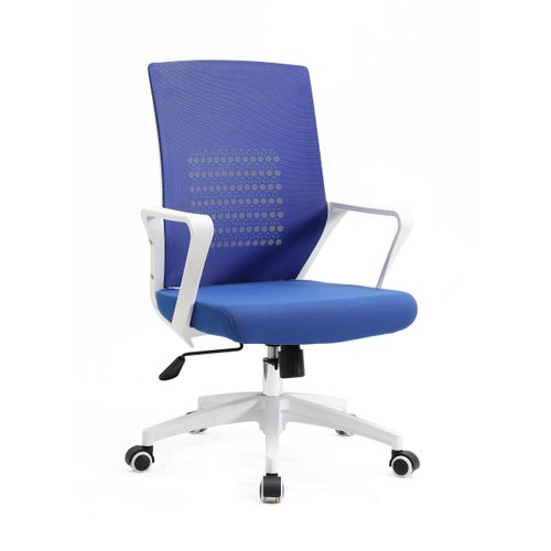 Fauteuil De Bureau à Roulettes En Tissu En Couleur Bleu, Modèle Luca