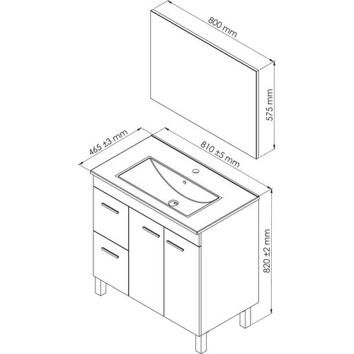 Meuble De Salle De Bain à Poser Aktiva - 80cm - Blanc - Mélaminé - Livré En Kit