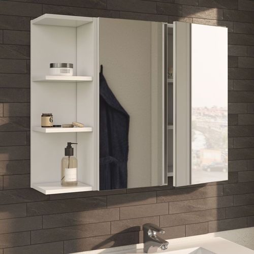Miroir Salle De Bain Armoirette Simple - 60x65cm - Blanc