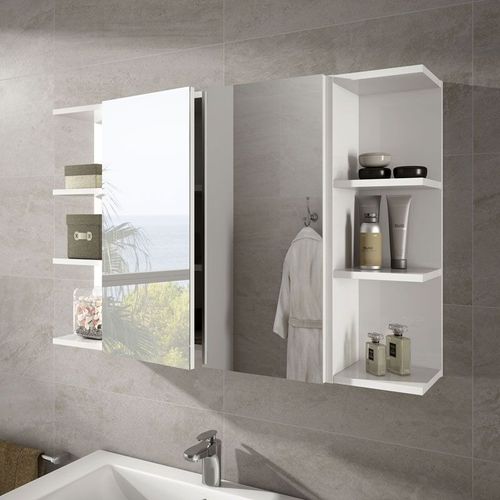 Miroir Salle De Bain Armoirette Simple - 60x65cm - Blanc