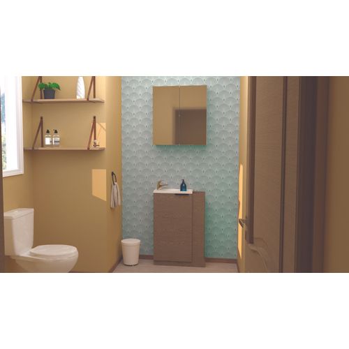 Miroir Salle De Bain Armoirette Simple - 60x65cm - Blanc